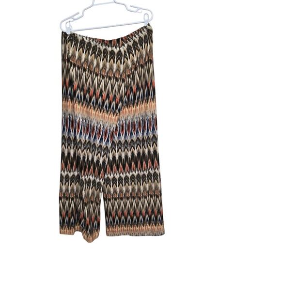 Chicos pants womens size large 2 orange blue palazzo pullon wide leg psychedelic - Picture 2 of 8